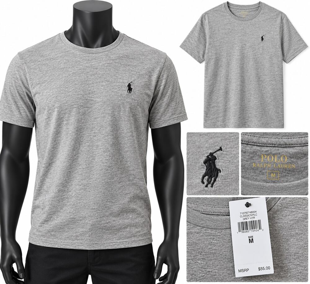 Polo Ralph Lauren Men's Classic Fit T-Shirt Gray Heather Size M NWT Cotton Tee